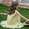 Emobebe Girls' vacation-style fairy-like princess sleeveless dress, children's yellow mesh patchwork vest dress Application Scenario